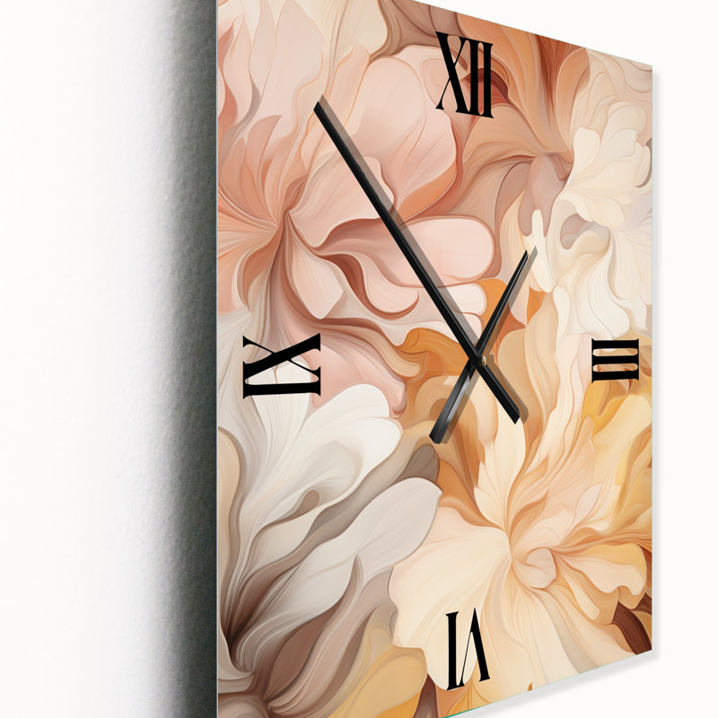 Illustration de nuage rétro orange tendre - Horloge murale spirales abstraites, H 28 po x l 12 po x P 1 po