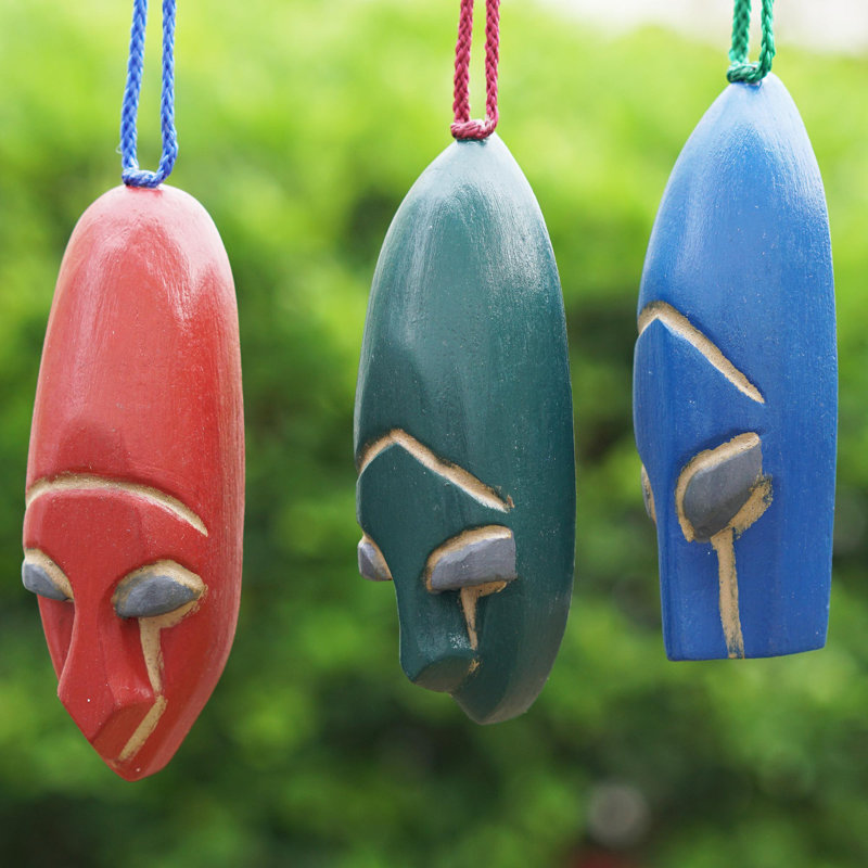 5'' Handmade Abstract Wood Hanging Figurine Ornament