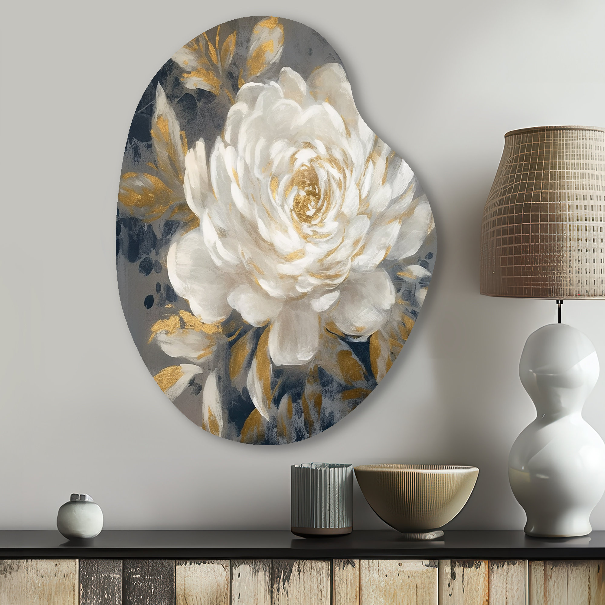 Lark Manor™ Emotions Of White Gold Peony Flower II - Peonies Pear Shape ...