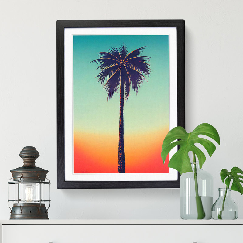 Palm Tree Vol.5 1 Piece Single Picture Frame Painting, 64cm H x 46cm W x 2cm D, Walnut