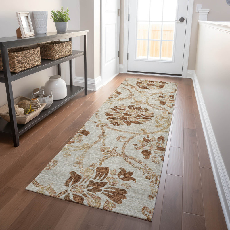 Premium Machine Washable Prisco Terracotta Rug, Runner 2'3" x 7'6"