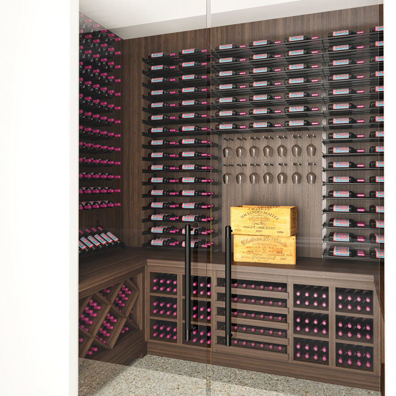 Abbie-Marie Wall Mounted Wine Bottle Rack, Matte Black, 5" H x 41" W x 8.25" D