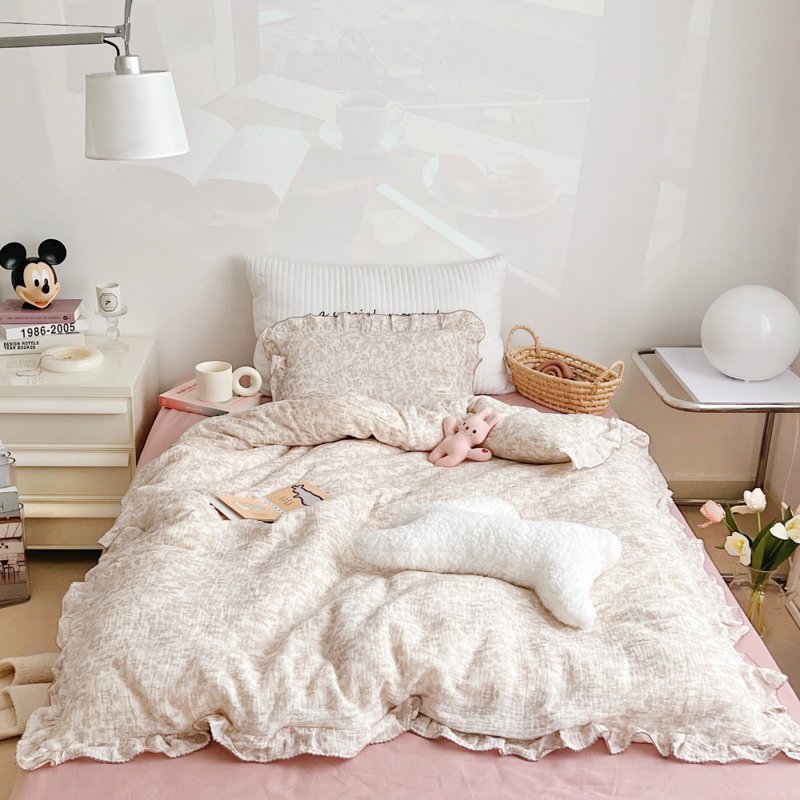 Ensemble de housse de couette minimaliste en mousseline de coton pour enfants (sans taies d'oreiller), Lit simple