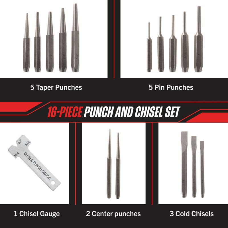 Ensemble de 16 poinçons et poinçons Stalwart