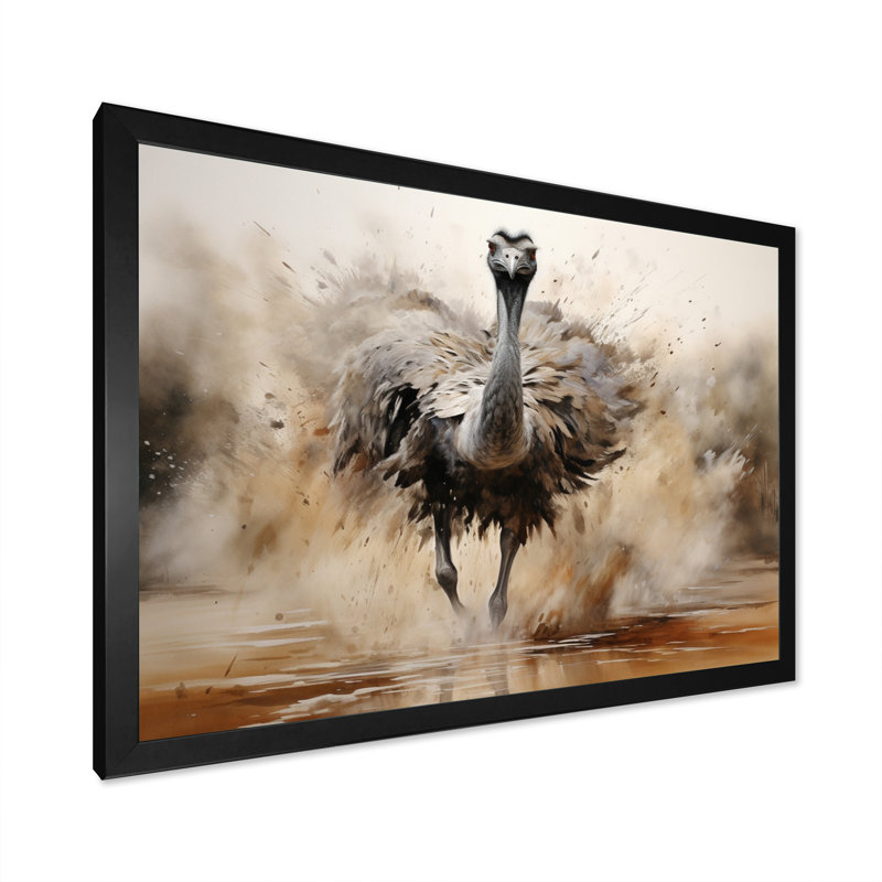 Autruches d'Afrique, impression sur toile, H 16 po x l 32 po x P 1 po, Cadre photo noir