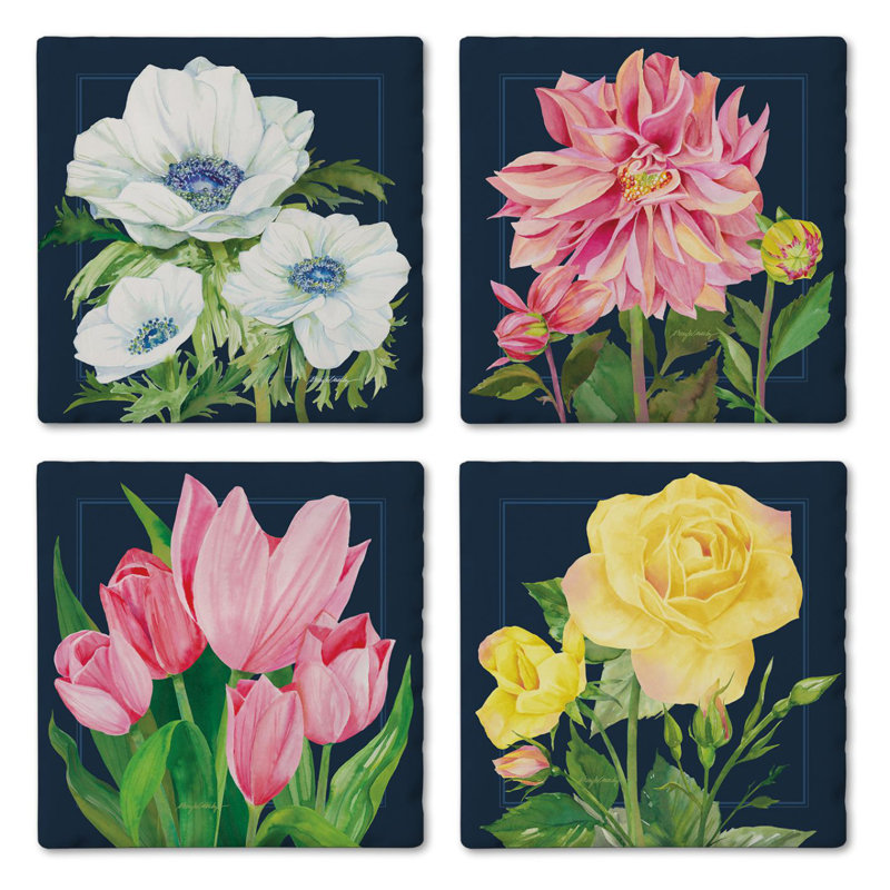 Stoneware Square 4 Piece Coaster Set