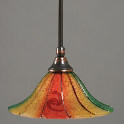 Mini-luminaire suspendu Padilla avec verre Mardi Gras 10 po