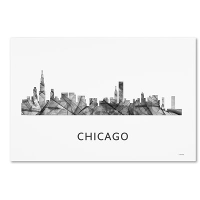 « chicago illinois horizon wb-bw », impression sur toile tendue