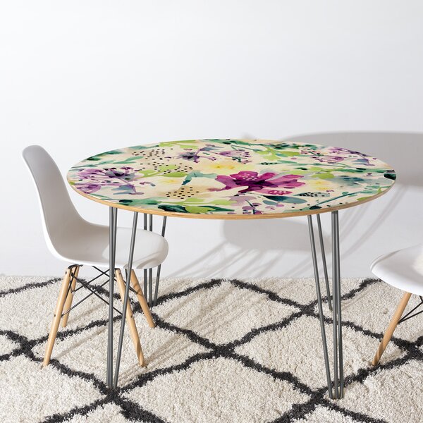 Bless international Oval Solid Wood Top Metal Base Dining Table | Wayfair