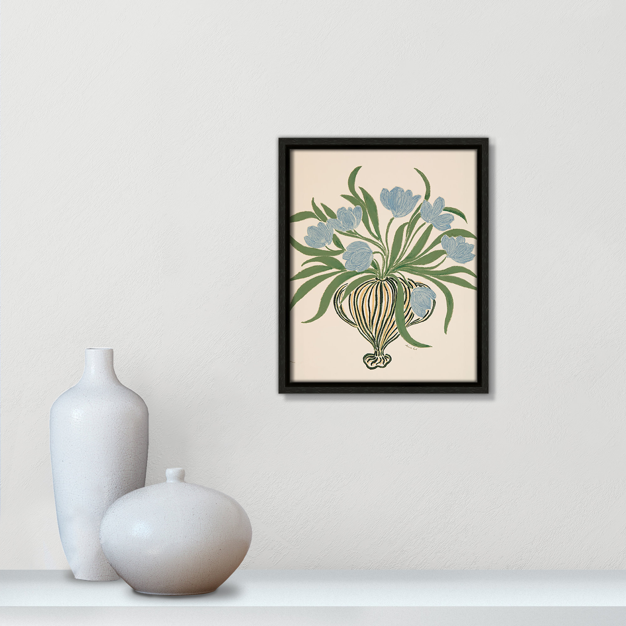 La Poire Blue Tulips Print by Camilla Bergqvist, Espresso, 11.5" H x 9.5" W
