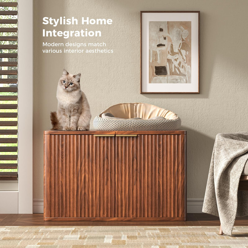 31,5 "Meuble pour bac à litière pour chat, grande armoire à litière cachée décorative pour les salons, les entrées ou les chambres à coucher