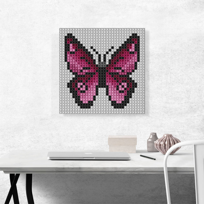 «Pink Butterfly Wings Jewel Pixel», impression sur toile tendue, H 18 po x l 18 po x P 0,75 po