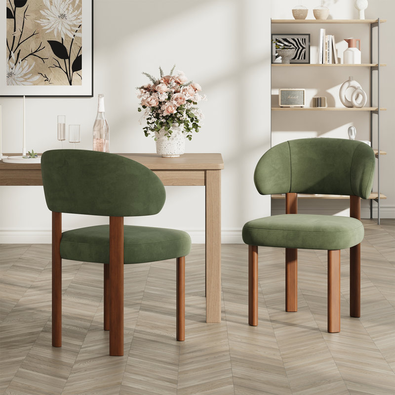 Chaise rembourrée moderne avec dossier incurvé, Vert