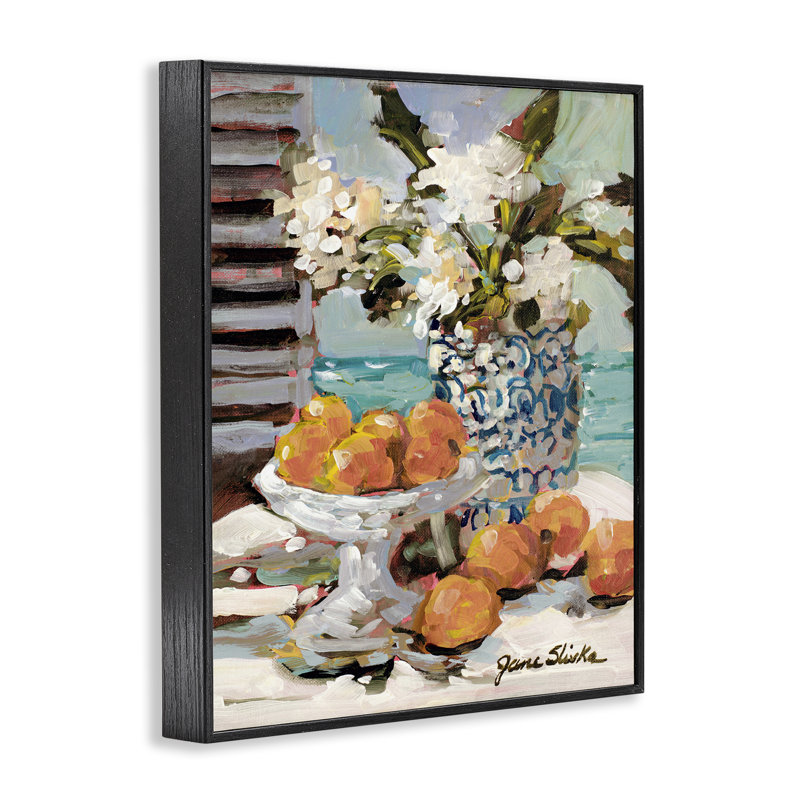 «Coastal Fruits Still Life» par Jane Slivka, Giclée encadrée noir minuit, H 14 po x l 11 po