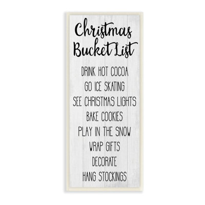 " Rustic Christmas Bucket List Sign Winter Holiday Goals " by Daphne Polselli