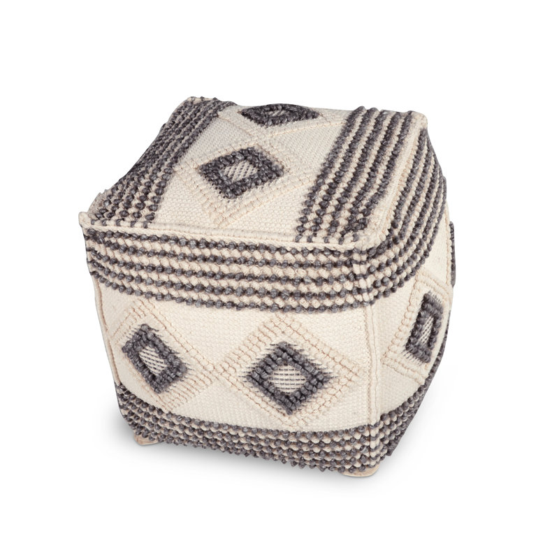 Jeljo 18'' Square Geometric Pouf Ottoman