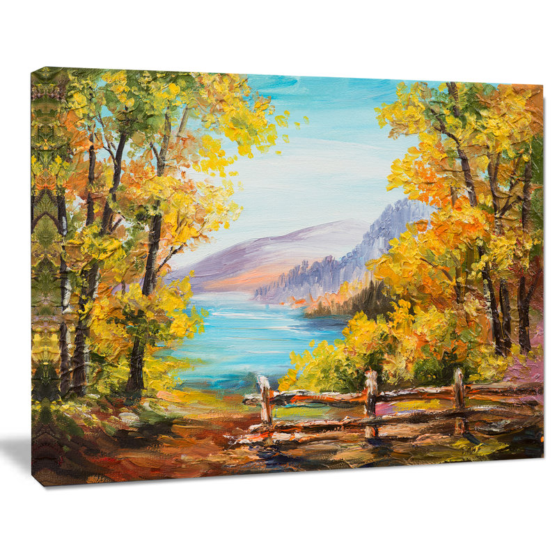 «Mountain Lake in the Fall Landscape», reproduction d'art sur toile tendue, H 30 po x l 40 po