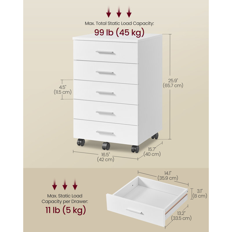 42cm Wide 5 -Drawer File Cabinet