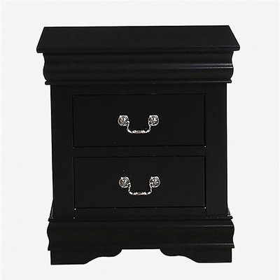 Black 2 Drawer Bedside Table