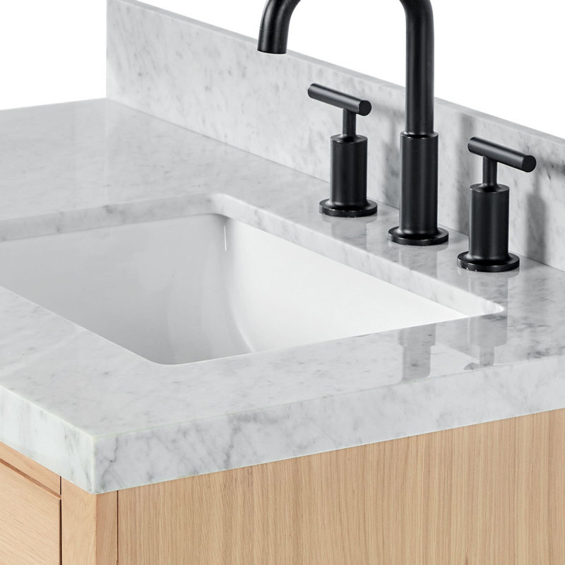 ARIEL HEPBURN 37 IN RIGHT OFFSET RECTANGULAR SINK VANITY 1,5 IN, Right, Rectangular, Natural Oak