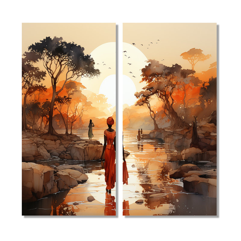 Oritz - Art africain, art mural, H 40 po x l 40 po, Toile tendue, Ne s’applique pas
