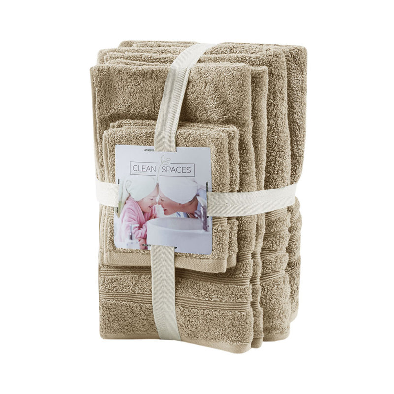 Ensemble 6 serviettes de bain antimicrobien durable, Natural