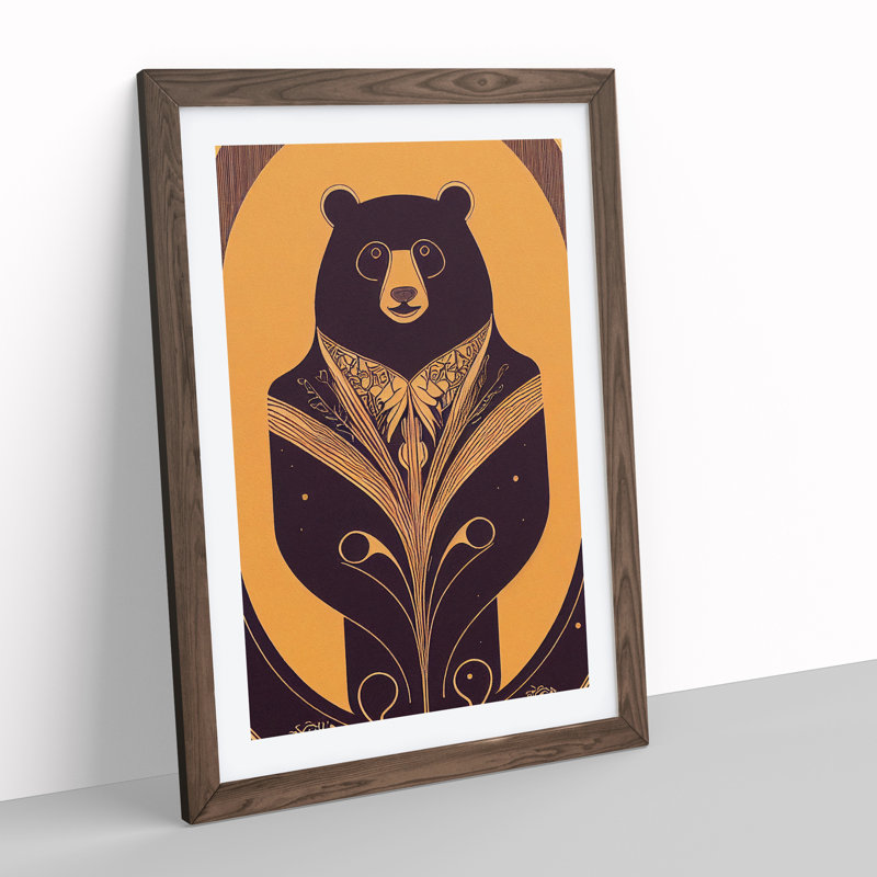 Bear No.4 - Single Picture Frame Print, 34cm H x 25cm W x 2cm D, Walnut Framed