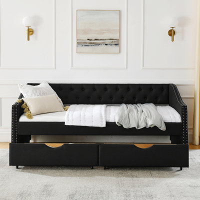 Daybed With Drawers, Upholstered Tufted Bed Frame