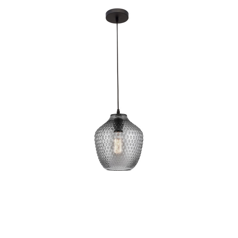 Vetro 1 - Light Chrome Teardrop Pendant, Smokey