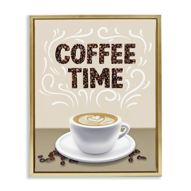 Cadre flottant Traditional Coffee Time Brew, design par Marcus Prime, H 31 po x l 25 po, Cadre flottant métallique doré