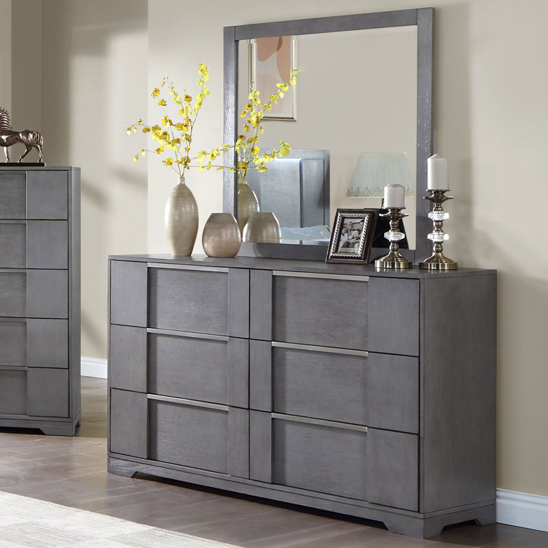 Commode 6 tiroirs avec miroir Yanlin