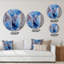 Bleu et gris, art abstrait fluide de luxe III - cercle moderne en métal, art mural-68861000