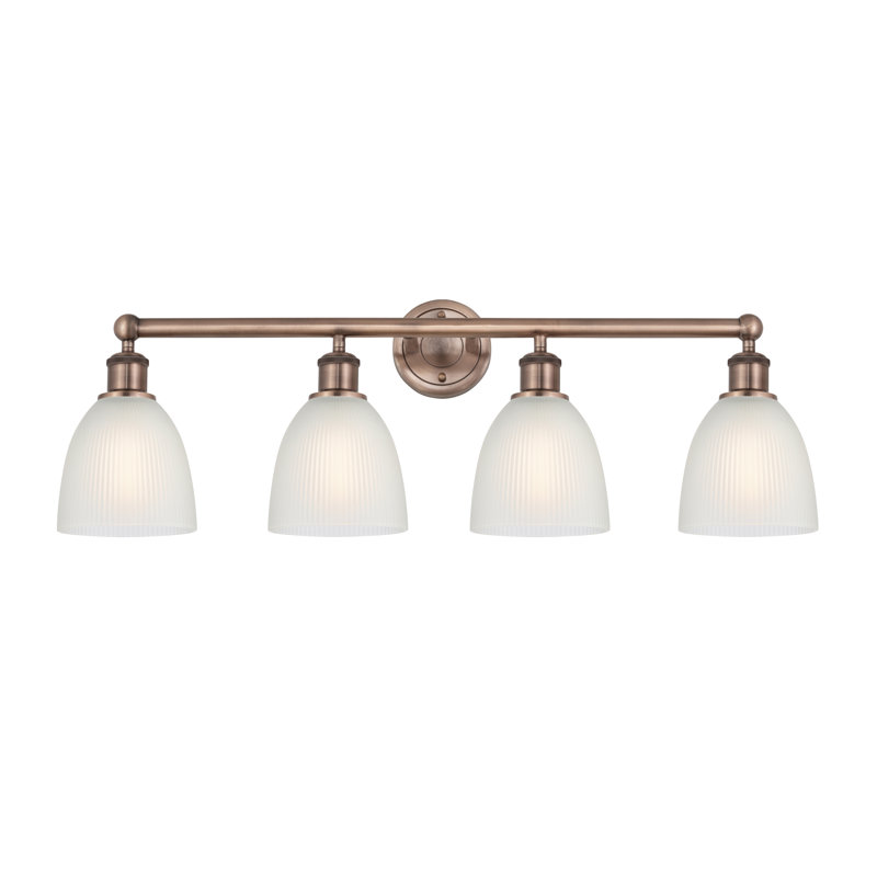 Éclairage pour meuble-lavabo 4 lumières 33 pouces Philomene, Blanc, Cuivre antique