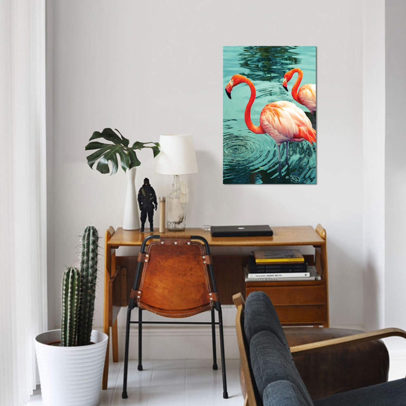 « flamant rose », impression sur toile, H 18 po x l 12 po x P 1,5 po