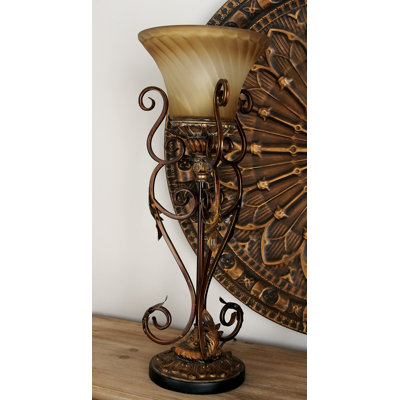 Aherin Metal Antique Style Brown Uplight with Scrolls