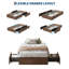 Structure de lit simple en bois simple TG avec 2 tiroirs de rangement, sans tête de lit, support à lattes de bois, silencieux, noyer-1042456116-1042456120