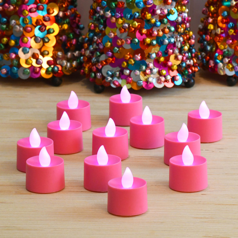 Bougies chauffe-plat à piles - 12 pièces, Rose