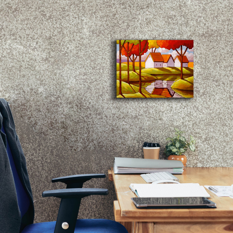Toile épique Graffiti «Trees and Stream» par Cathy Horvath-Buchanan, art mural sur toile, 34 po x 26 po
