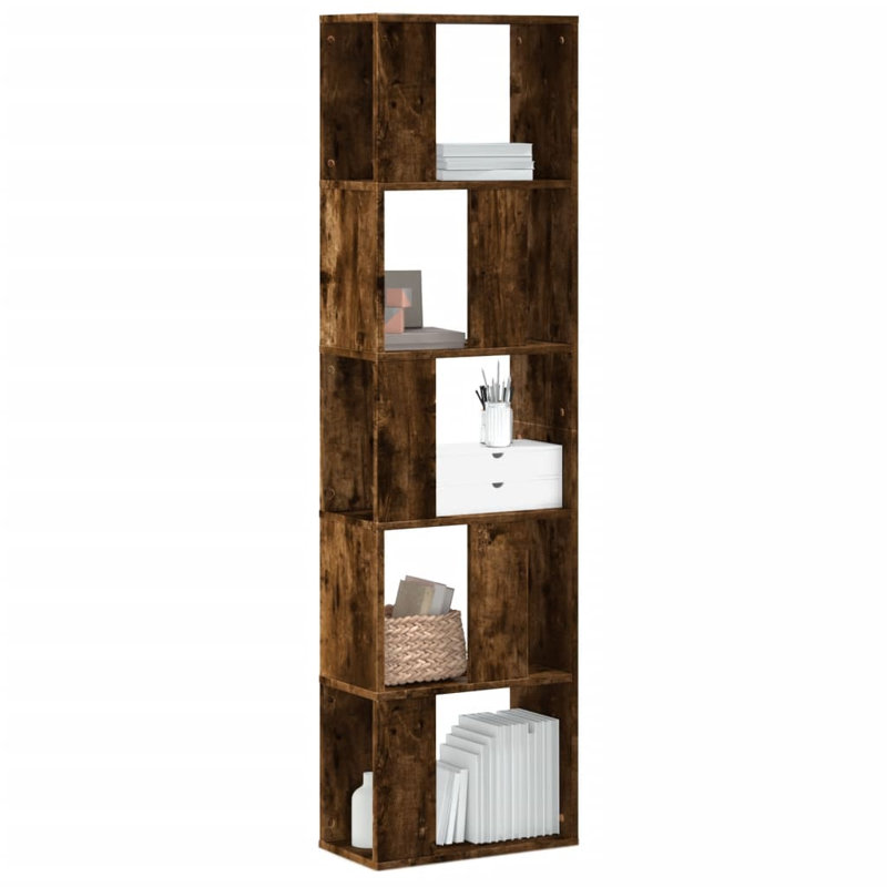 Borough Wharf Book Cabinet/Room Divider, Smoked Oak, (5 Shelves) 162.5cm H x 45cm W x 23.5cm D