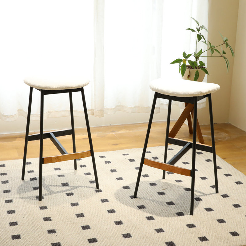 Ensemble moderne de 2 tabourets de bar, tabourets de bar confortables et élégants, rembourrés de tissu doux, sans dossier pour la cuisine et les chaises de bar de la salle à manger