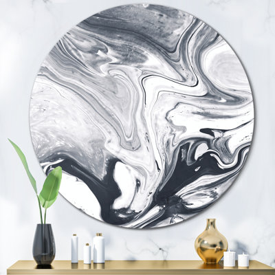 Black And White Liquid Art - Unframed Painting on Metal