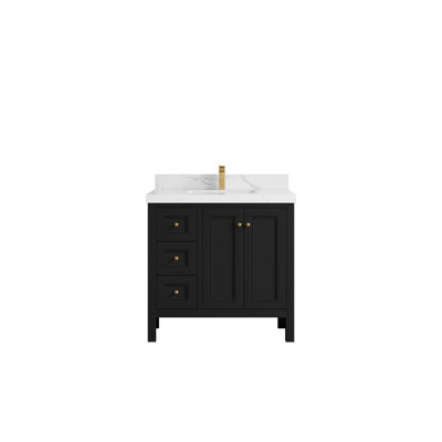 Nashville 36 In. W X 22 In. D Center Sink Bathroom Vanity In Alabaster With 2 In.