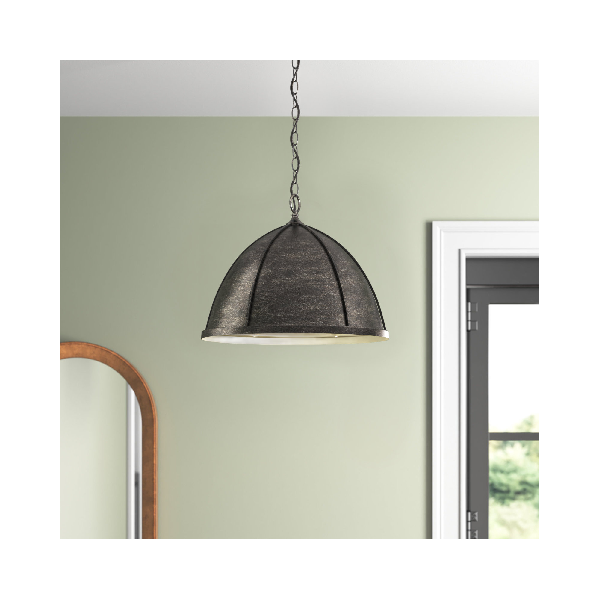 Single Light Metal Dimmable Pendant, Walnut