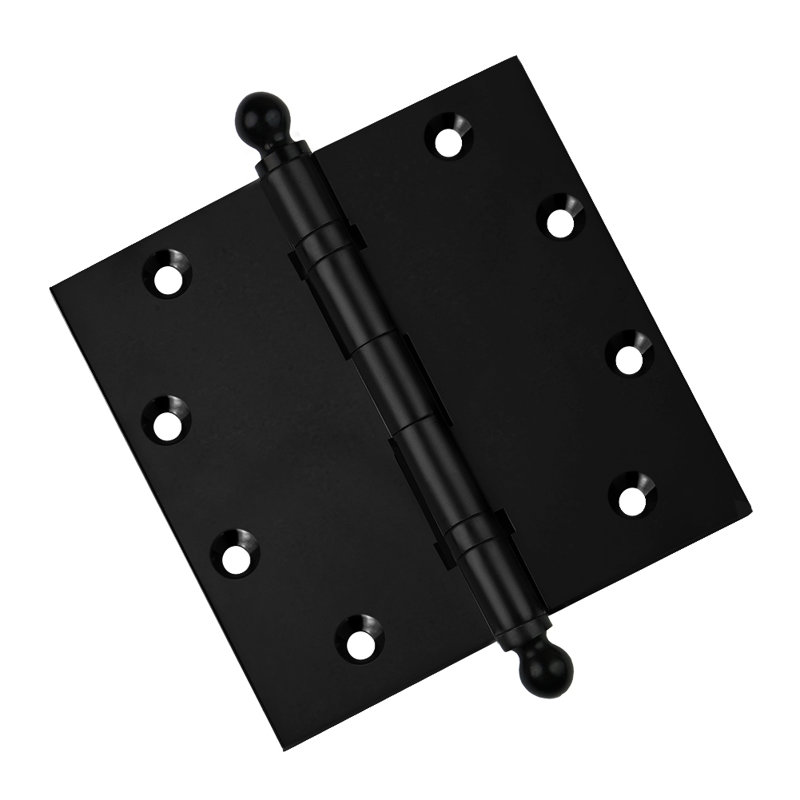 Charnière de porte simple à roulement à billes en laiton massif H 5 po x l 5 po, Noir mat