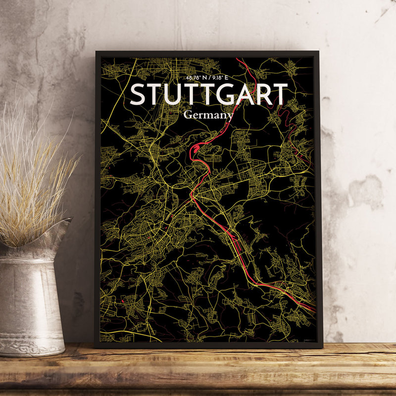 Stuttgart City Map - No Frame Print, 61cm H x 45.7cm W x 0.1cm D