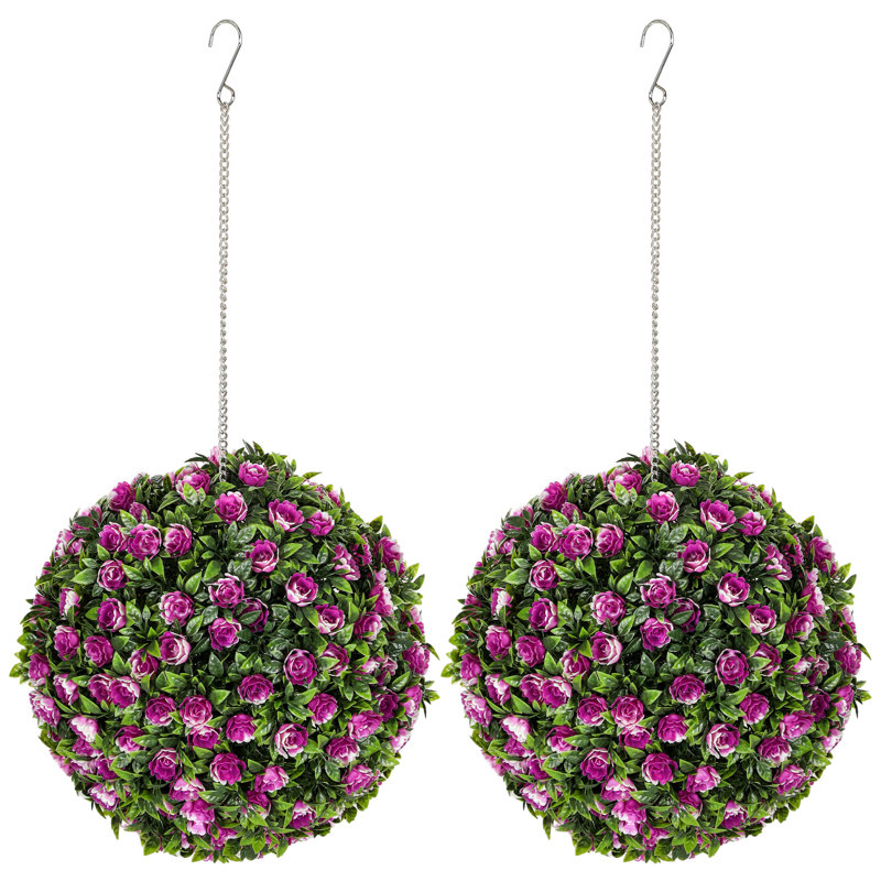 Anslem 28cm Faux Rose Plant in Freestanding, Purple