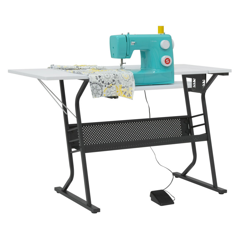 44.75" W x 23.5" D Sewing Table with Sewing Machine Platform, White