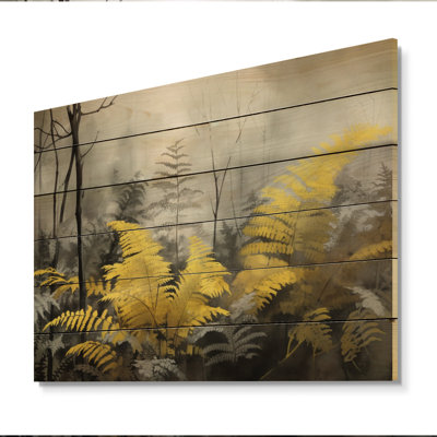 Fougère jaune gris rêve II sur bois