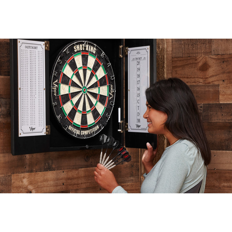 Hudson Black Solid Pine Dartboard Cabinet with Scoreboard