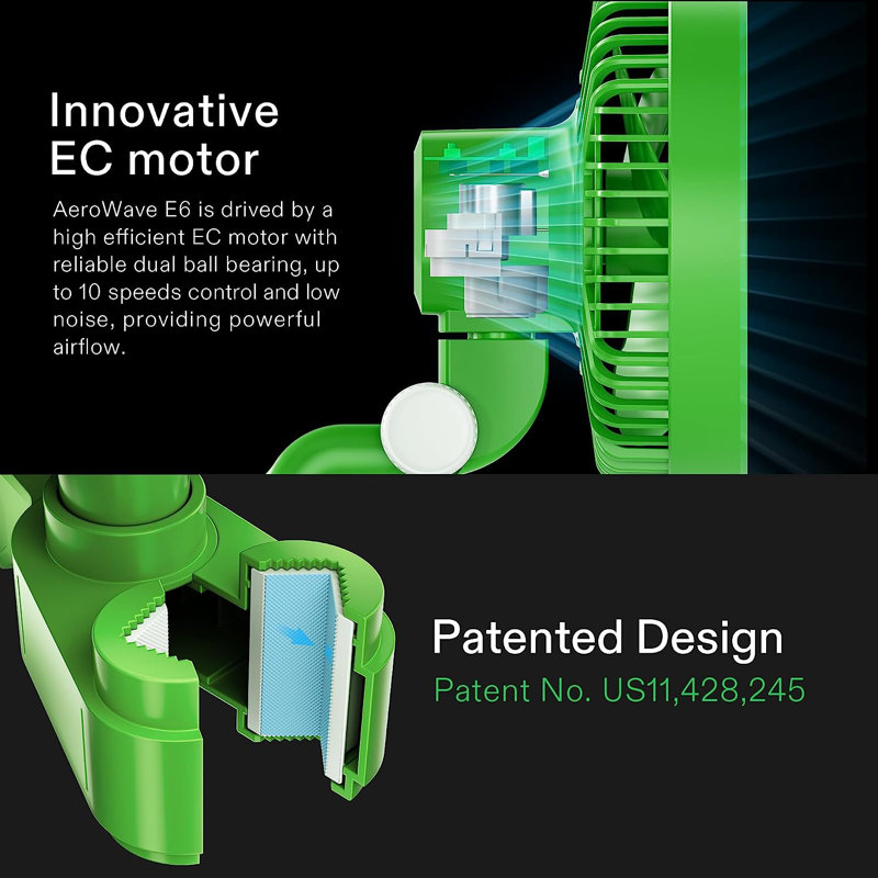 Green 6-Inch Oscillating Clip-On Desk Fan with Remote Control